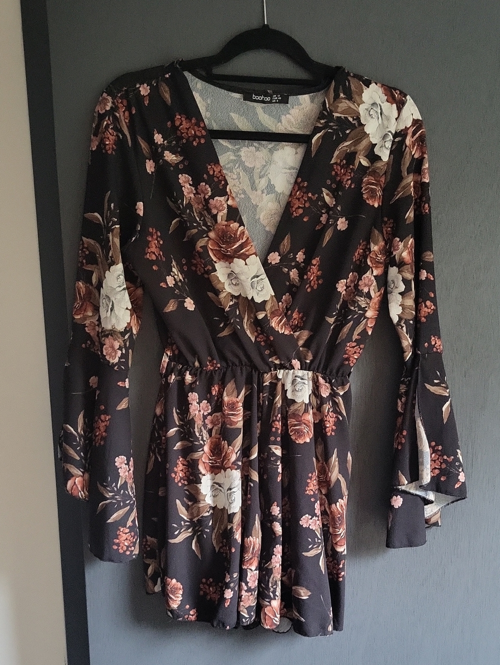Black floral romper